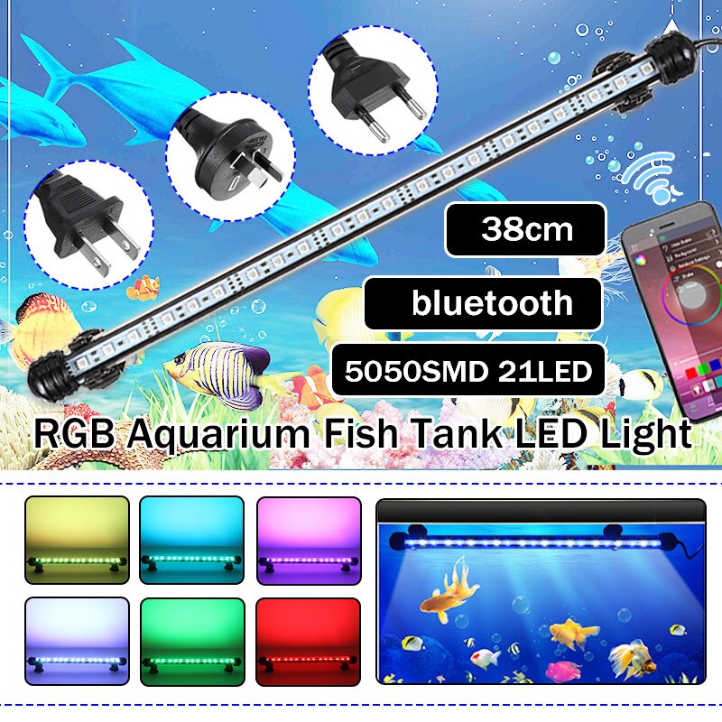 18cm 28cm 38cm 48cm Aquarium Fish Tank RGB LED Light LampBar Waterproof Light Lamp bluetooth APP Control Submersible Decor Lamp