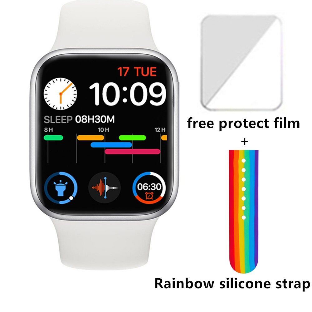 Cobrafly T500 PLUS Smartwatch - 44mm IWO Style - Bluetooth Call - Heart Rate & Fitness Tracker: S add silver rainbow