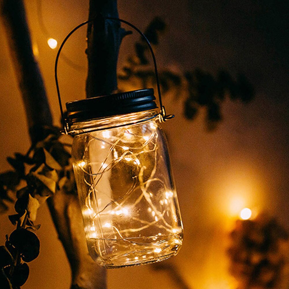 Sun Glass Solar Mason Jar Light Bottle Lamp Outdoor Mason Jar With Integrated Solar Panel And LEDs For Lighting Hanging Lamp