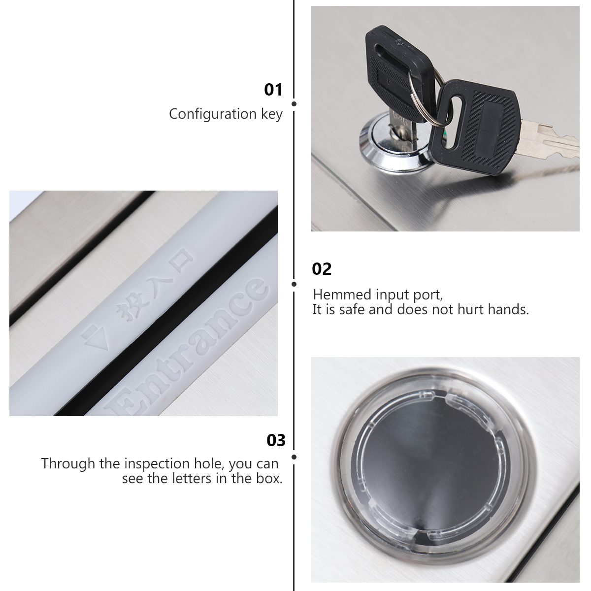 1 pcs Suggestion Box Wall Hanging Mailbox Stainless Steel Mailbox Suggestion Box for School