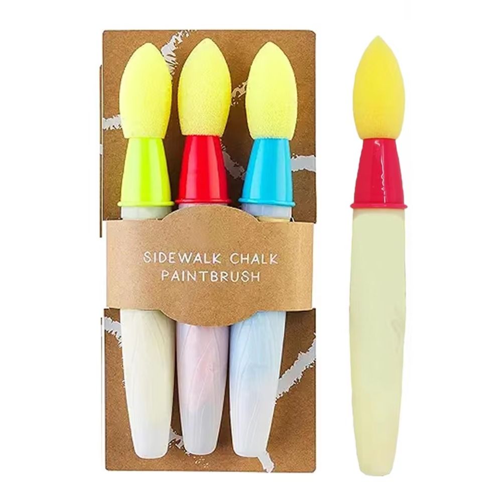 Sponge Head Brush Sidewalk Chalk Paint Brush Set Comfort Thick Handle Pedestrian Children's Brush Set