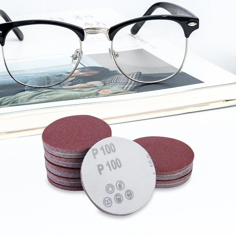 100Pcs Wet Dry Sandpaper Assortment 60-2000 Grit Sander Disc 2inch 50mm With Hook and Loop Sanding pad for Wood