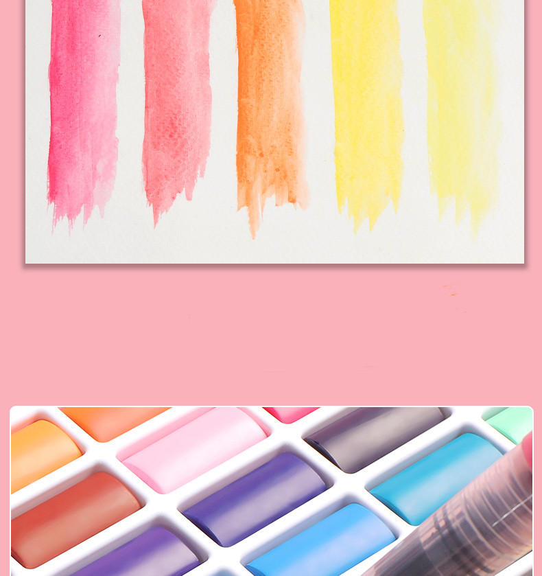Sharkbang 36 farver bærbar kunst solid akvarel maling sæt til begyndere håndmalet vandfarve maleri papirvarer
