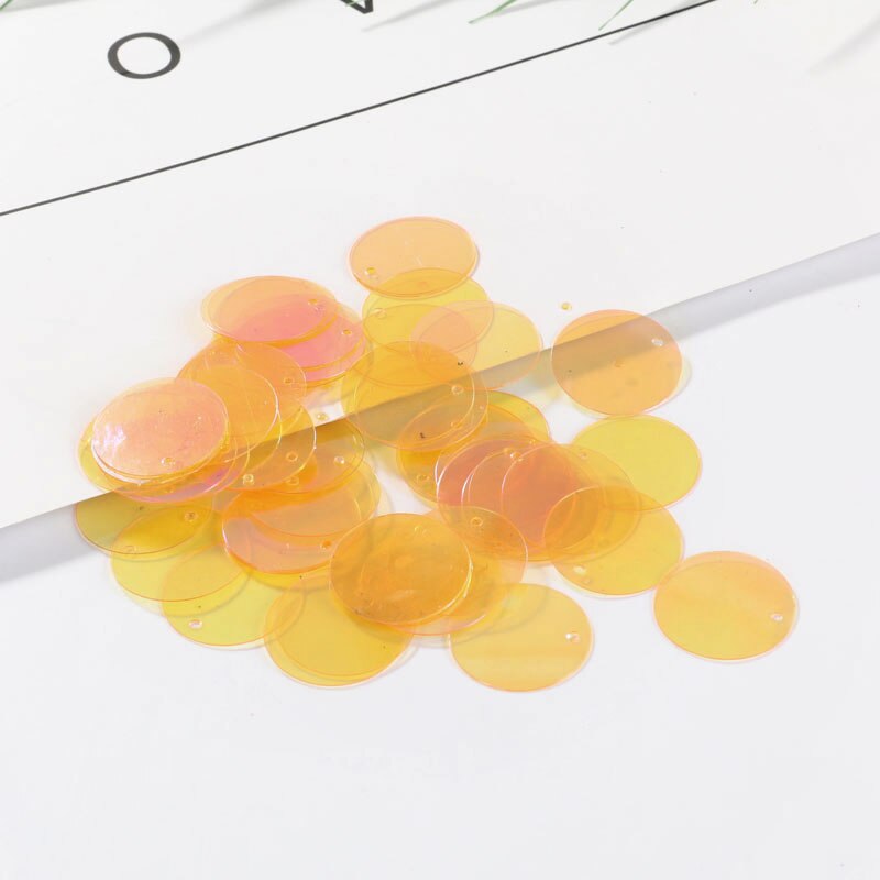 90Pcs/Lot Transparent Sequins 2cm Large Round Sequin Paillettes Sewing Craft With Side Hole for Women Garments DIY Accessories: Orange Transparent