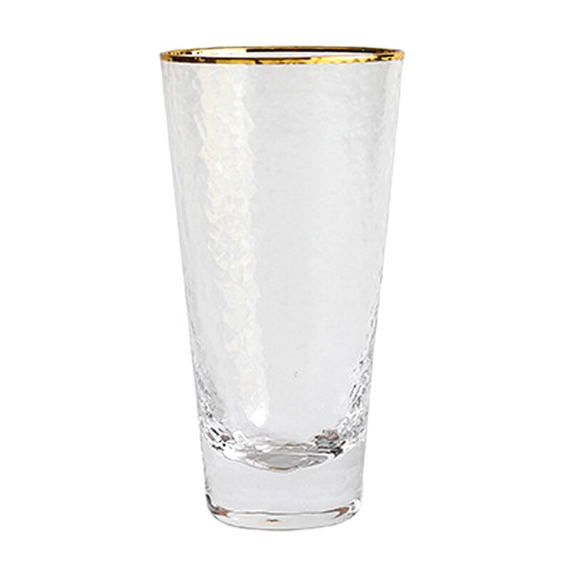 Taza de leche y café con borde dorado, vaso de Agua de Cristal martillado, vaso de zumo sin plomo, taza de bebida transparente, vaso de vidrio para el hogar: E-Chrysostom 380ml