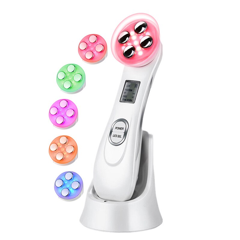 Skin Scrubber Nano Ion Skin Scraper Peeling Pore Cleaner RF EMS LED Mesotherapy Face Massager Electric Facial Cleanser Machine: Red