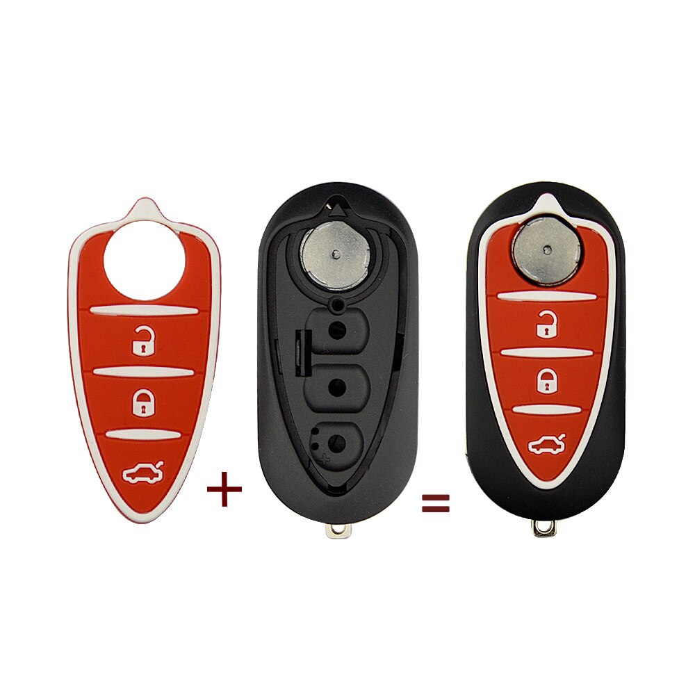Okeytech 3 Knoppen Flip Vouwen Afstandsbediening Autosleutel Shell Voor Alfa Romeo Mito Giulietta159 Gta Vervangende Auto Sleutel Cover Ongesneden blade: Orange