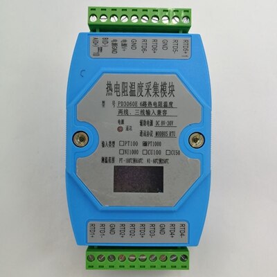 6 way PT100 PT1000 temperature acquisition module temperature transmitter MODBUS RTU: belt  OLED CU100