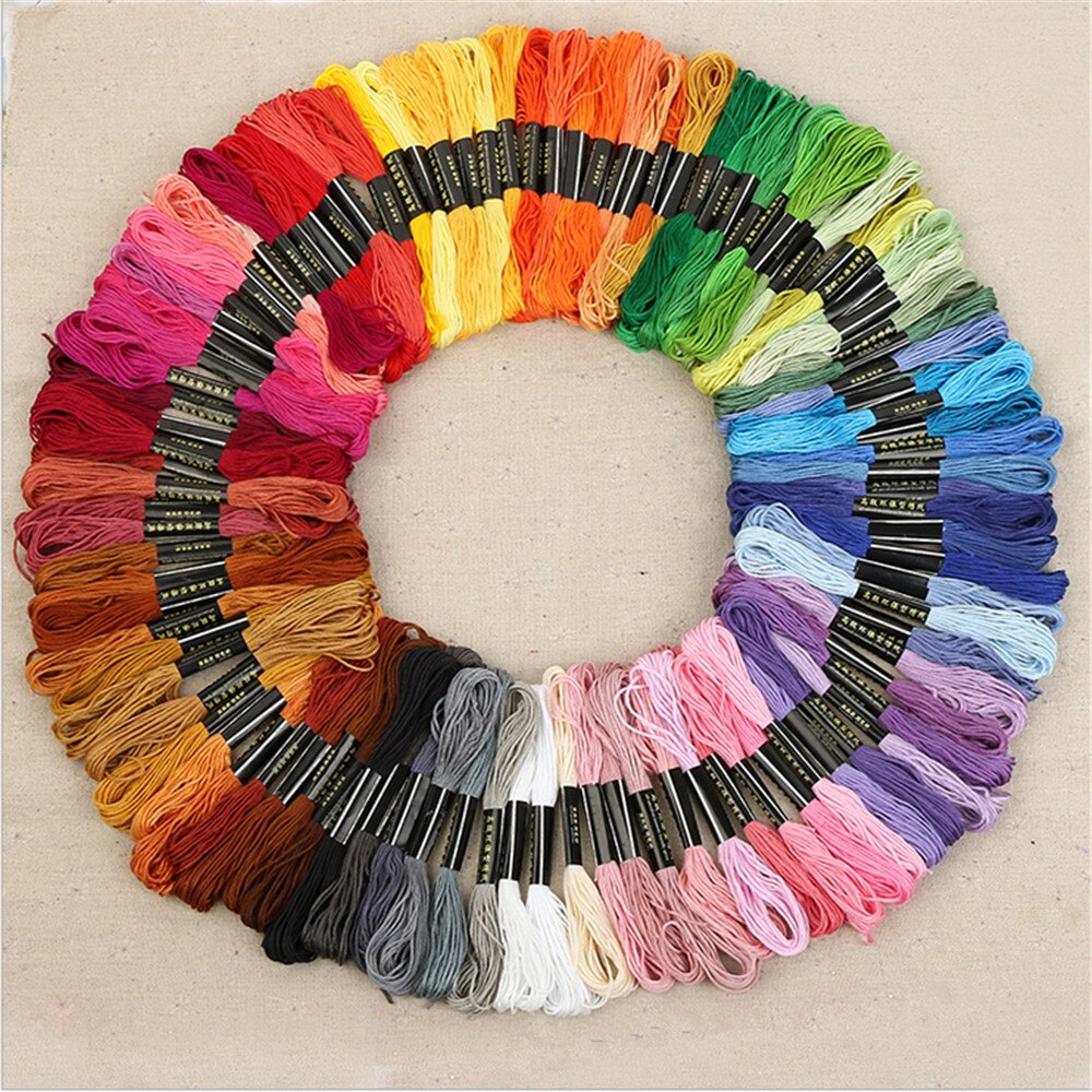 50pcs Random Color embroidery DIY Silk Line Branch Threads Similar Dmc Thread Floss Skein Cross Stitch Thread: Default Title