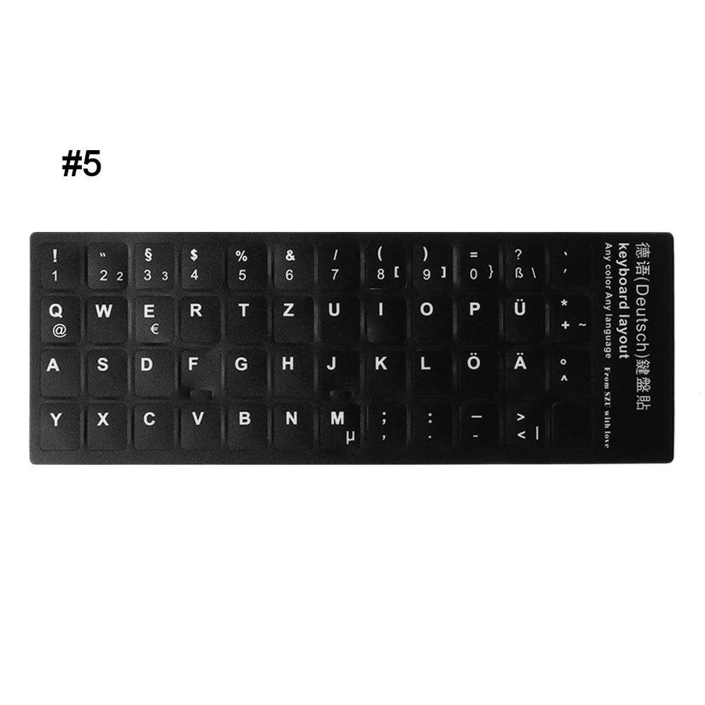 Pegatina duradera para teclado ruso/francés/español/japonés/alemán/Árabe/coreano/italiano pegatinas con letras para ordenador portátil cartas españolas: 5 German