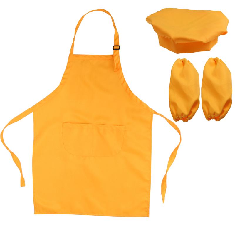 Kids Chef Set Complete Kids Kitchen Playset with Chef's Hat Apron and Sleeve for Cooking Baking Painting Decorating Party: Orange