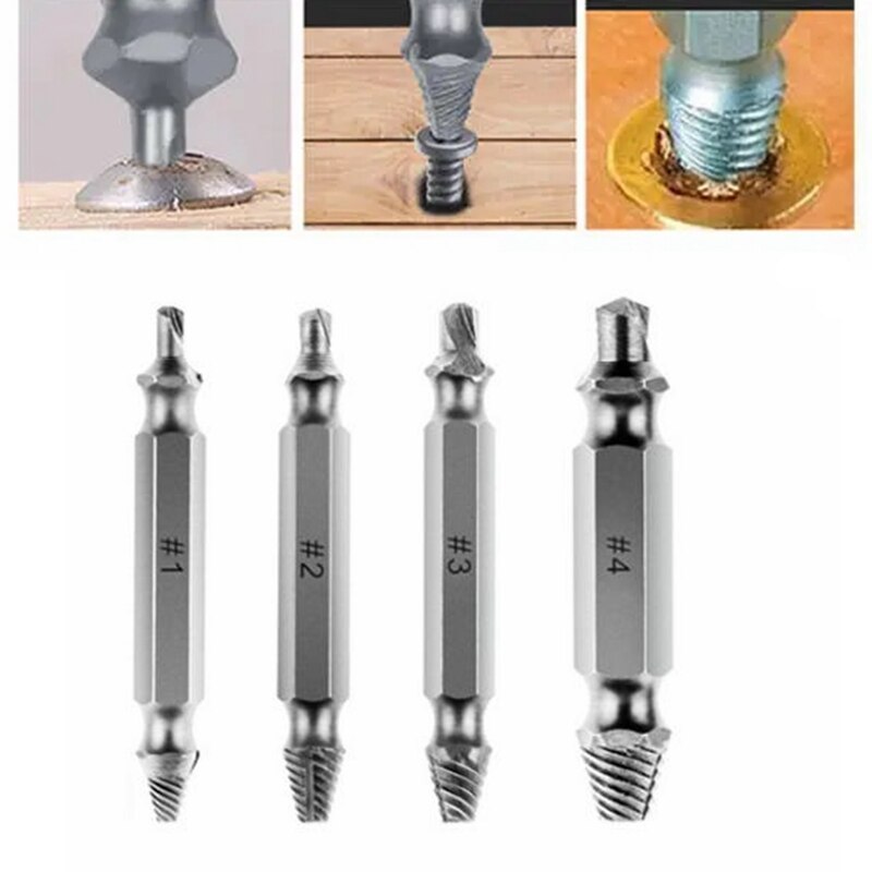 4pcs Damaged Screw Extractor Drill Bit Set Easily Take Out Broken Screw Bolt Remover Stripped Screws Extractor Demolition Tools
