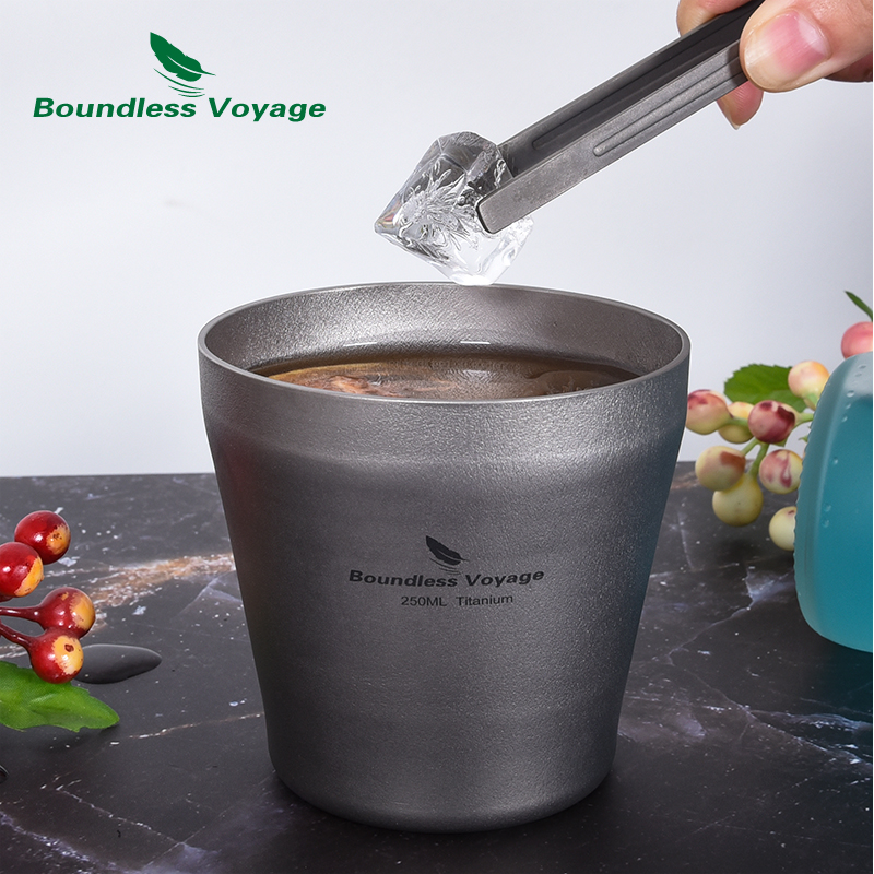 Grenzeloze Voyage Titanium Bier Mok Outdoor Camping Sap Koffie Thee Cup Servies Drinkware 250Ml Ti3083D