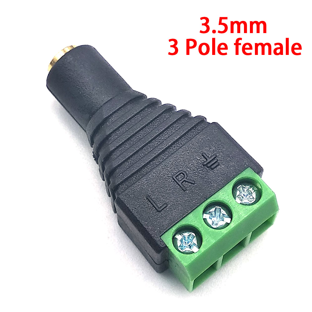 3.5mm 2/3/4 pole stekker/vrouwelijke schroef terminal socket mono/stereo connector 3.5mm 1/8 Inch hoofdtelefoon audio-ingang adapter: green / bundel 3