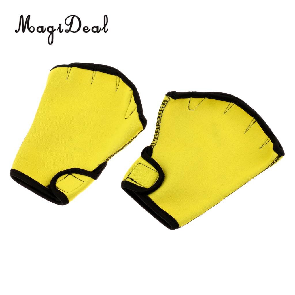1 par de guantes de entrenamiento MagiDeal, aletas resistentes al agua, guantes de mano, guantes de entrenamiento sin dedos, aletas de red, guantes de fuerza de natación: S 