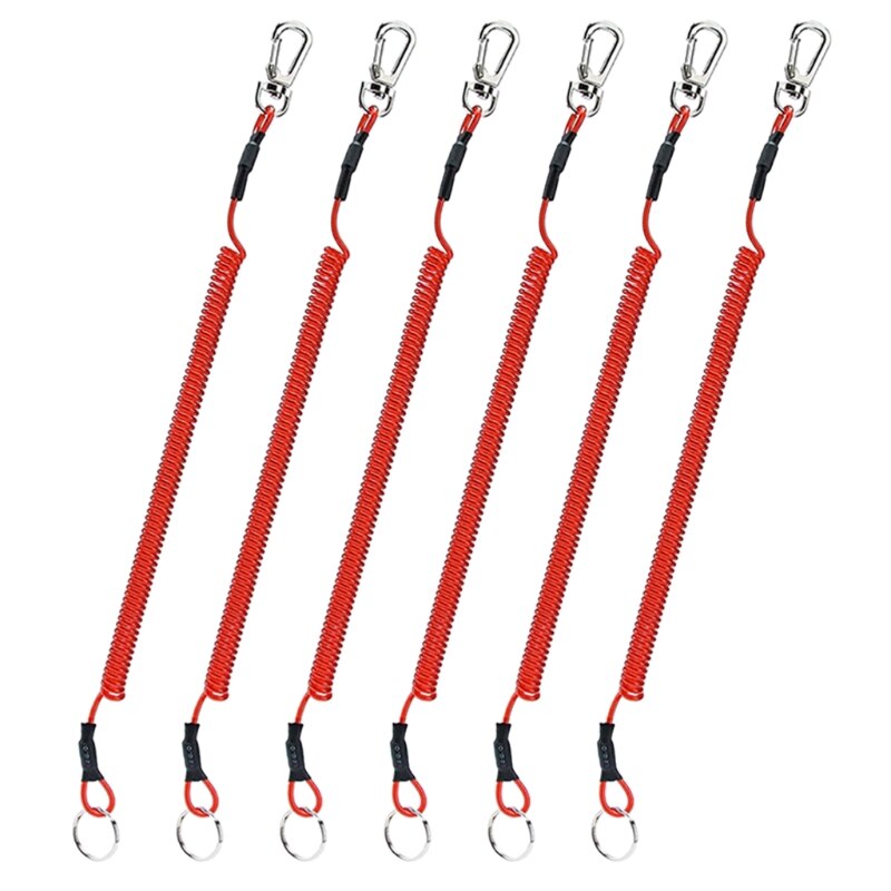 6pcs Fishing Coiled Lanyard Heavy Duty Safety Boating Rope Retractable Wire Fishing Tools Lanyards: R