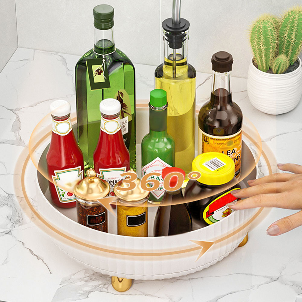 Estante de especias antideslizante con rotación de 360 grados, mueble de despensa, tocadiscos con contenedor de almacenamiento de Base ancha, organizador giratorio para condimentos de cocina