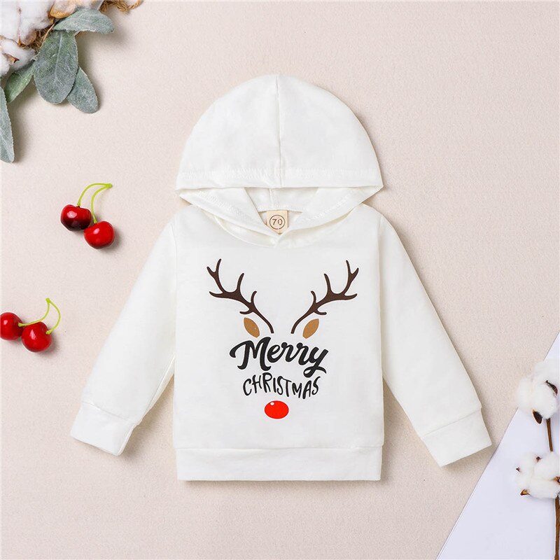 Sweats à capuche de noël pour bébé garçons filles coton wapiti imprimer dessin animé à manches longues sweat à capuche hauts 0-4T