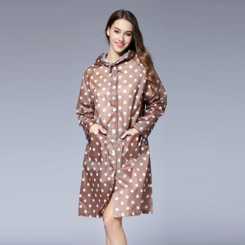 SALES！！ Cute Dots Raincoat Women Poncho Waterproof Rain Wear Outdoor Coat Jacket: Coffee Dots