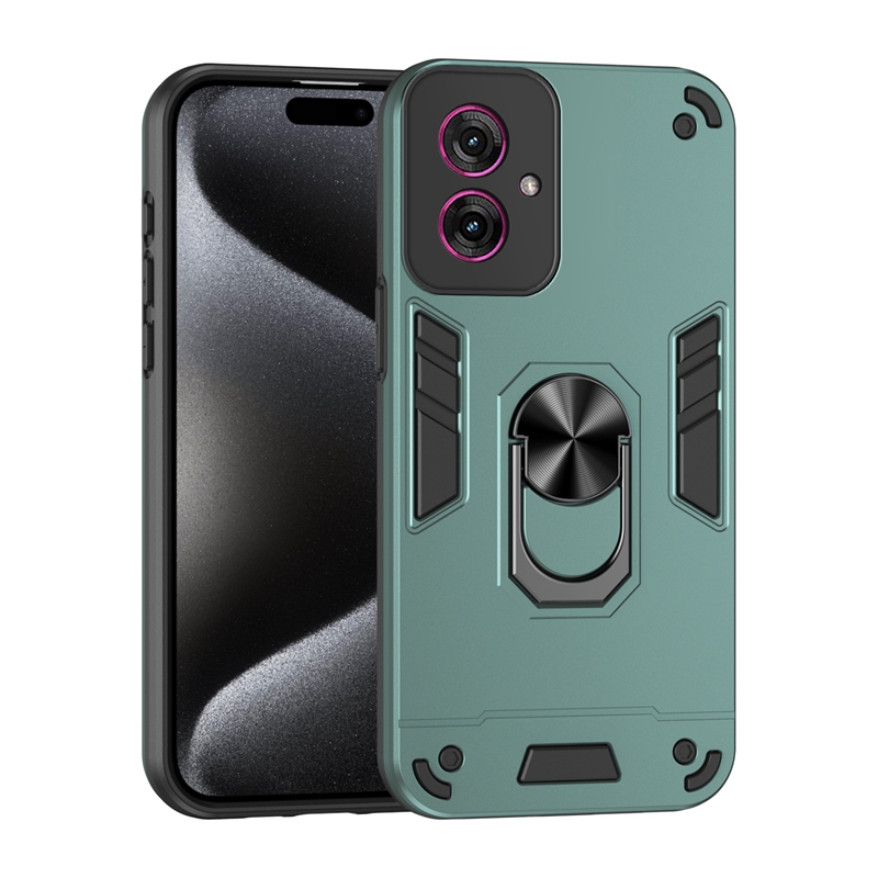 Camera Shockproof Armor Phone Case For Motorola Moto G05 G15 G35 G45 G55 G75 G85 5G Magnetic Ring Stand Back Cover: Claret / Motorola Moto G75