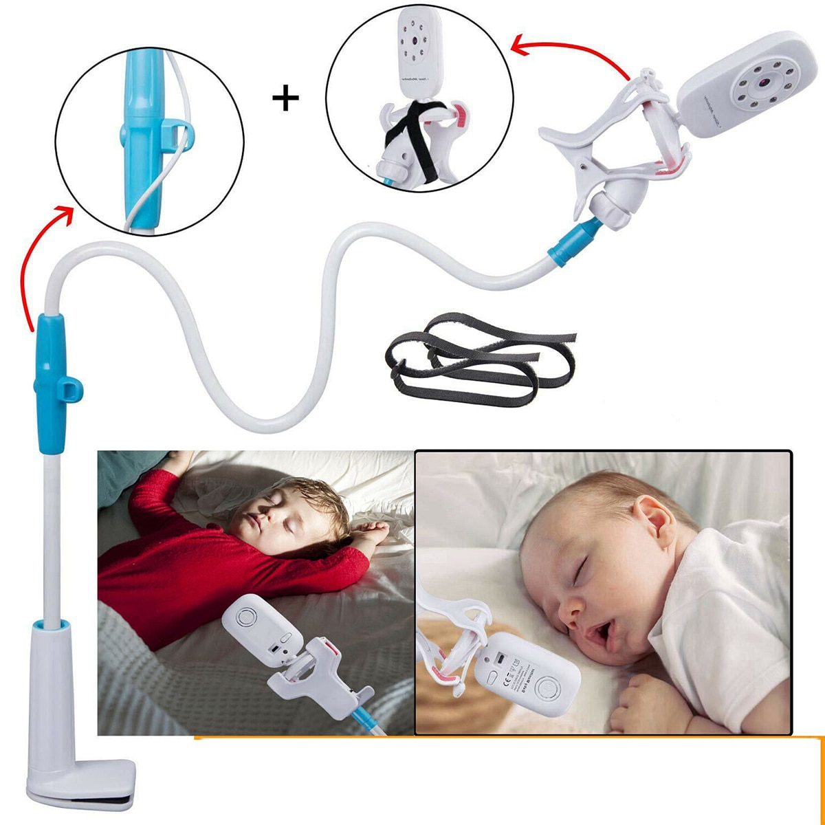 Multifunktionel universal telefonholder stativ seng doven holder lang arm justerbar 105cm babymonitor vægmonteret kamera til hylde