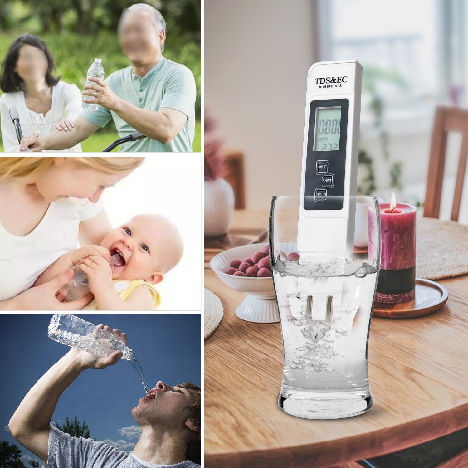 Vattentest digital vattentestare mätare 3 in 1 penna ec temperaturmätare för dricksvatten akvarier pool spa