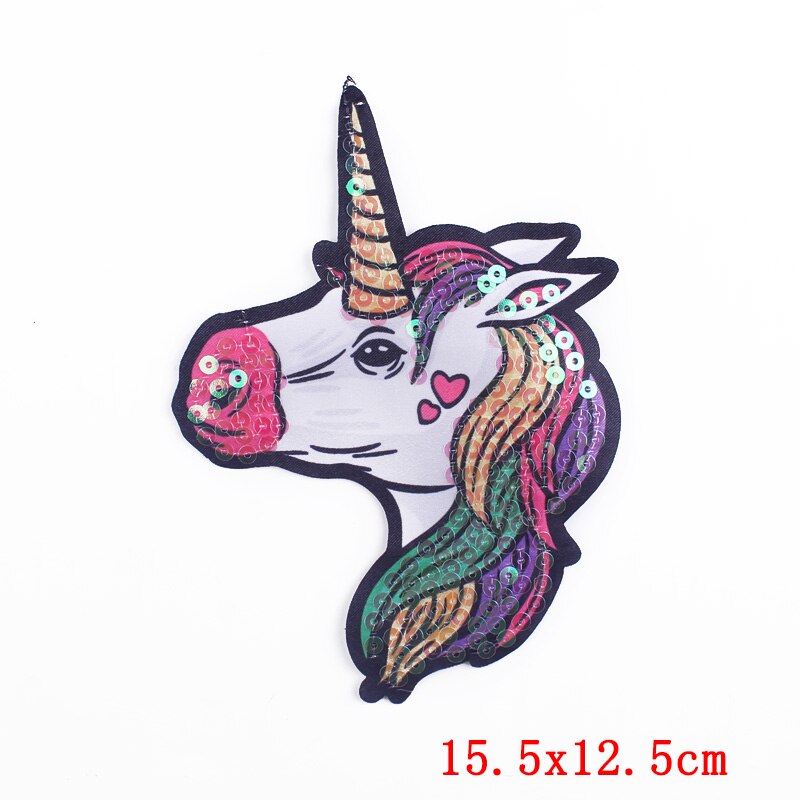 Beautiful Sequins Animals Unicorn Patch For Clothes Iron On Embroidered Patches For Clothes Appliques Stickers T-shirt Jacket: DB0878CT