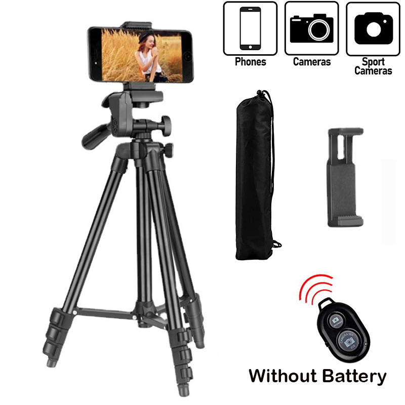 Telefoon Statief, 1.3M Aluminium Camera/Mobiele Telefoon Statief Met Afstandsbediening 1/4 ”Schroef Voor Fotografie En Video-Opname: Sliver