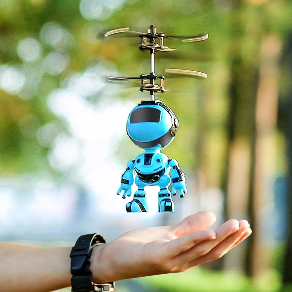 Robot suspension induktion fly børns suspension legetøj belysning legetøj helikopter flyvende legetøj genopladelig drone: Robot