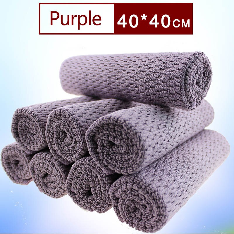 Easy Cleaning Microfibre Cleaning Cloth Portable Thicker Kitchen Towel Wipes Table Window Tools 1 PC Super Absorbent: purple L