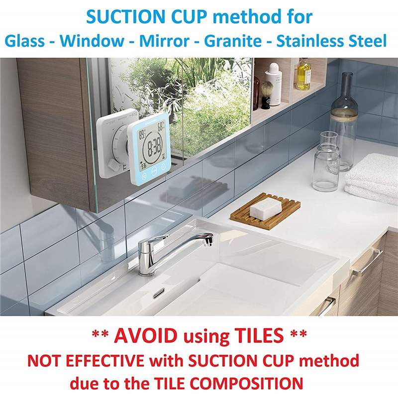 Waterproof LCD Digital Wall Clock Shower Suction Wall Stand Alarm Timer Temperature Humidity Bath Weather Station for Home