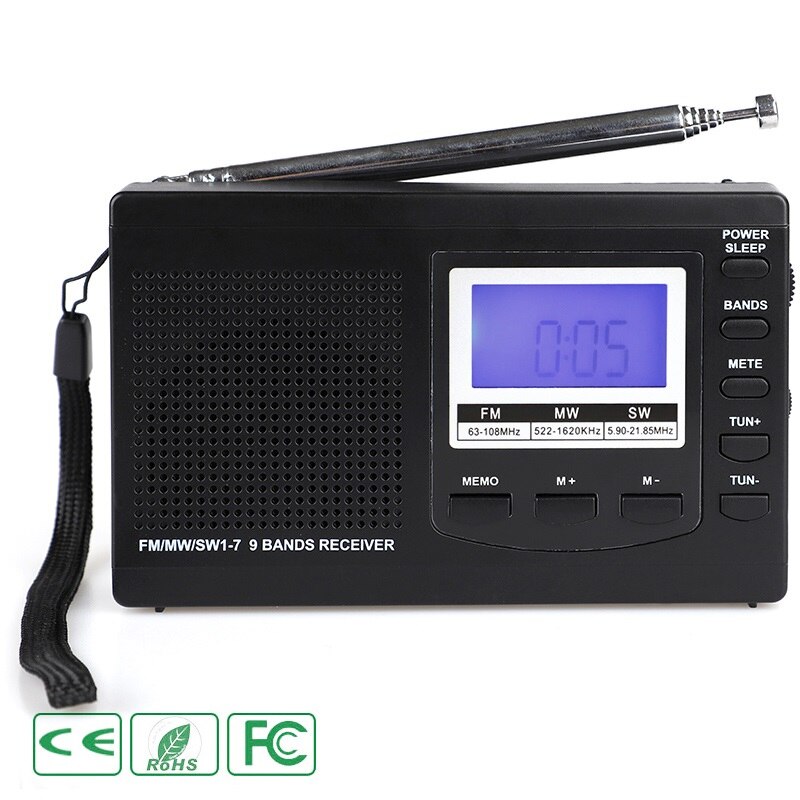 Radio FM/MW/SW Portable avec réveil numérique, Mini récepteur Radio FM AM SW