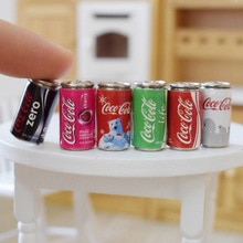 6 PCS Mini Coke Miniatuur Poppenhuis Pop Voedsel Dranken Dranken Spelen Voedsel Speelgoed voor 1/6 BJD