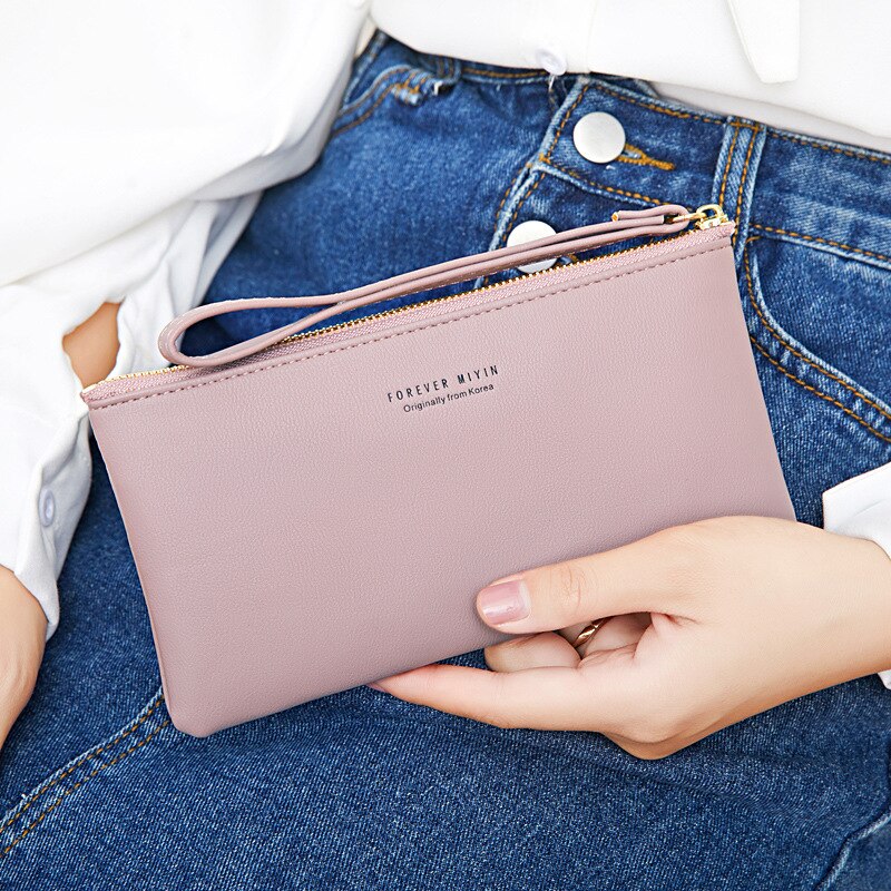 Transparante Tastbaar Telefoon Pocket Lange Clutch Portefeuilles Voor Vrouwen Pu Leer Vrouwelijke Portemonnee Dames Koppelingen Card Purse