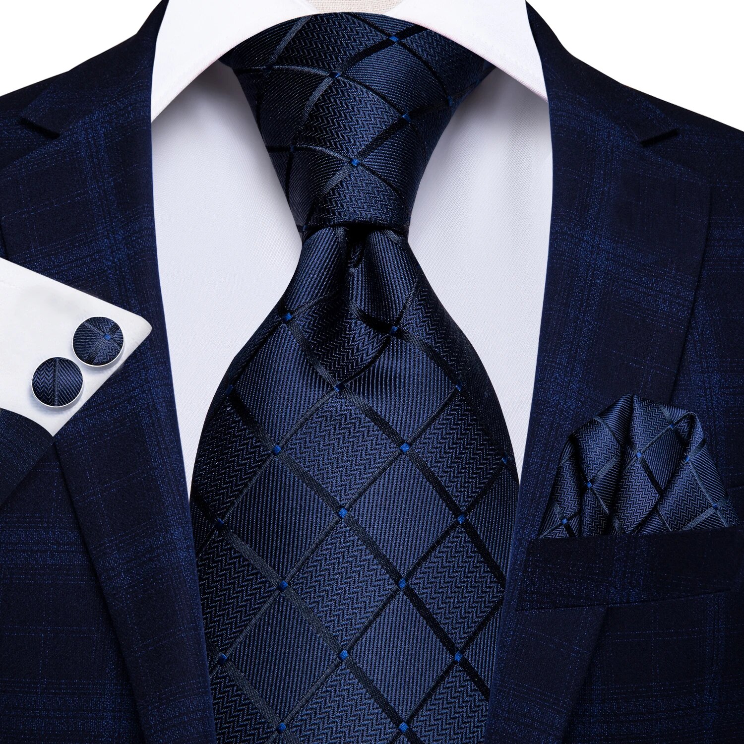 Hi-Tie-corbata de boda de seda de para hombre, color azul pavo real, gemelos, , conjunto de corbata de para de negocios: Verde