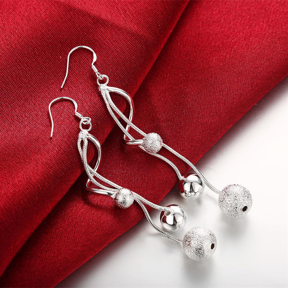 Charme 925 Sterling Silber Schmuck setzt für frauen 18 zoll Fransen perlen halskette ohrringe Party hochzeit Weihnachten