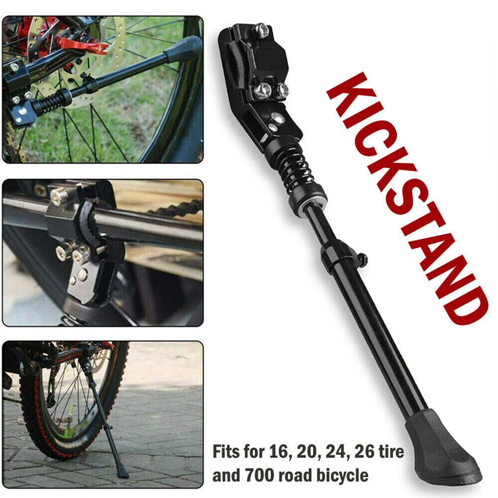 MTB Bicycle Bike Kickstand Parking Rack Bike Support Side Kick Stand Foot Brace Adjustable with Concealed Spring-Loaded Bolt