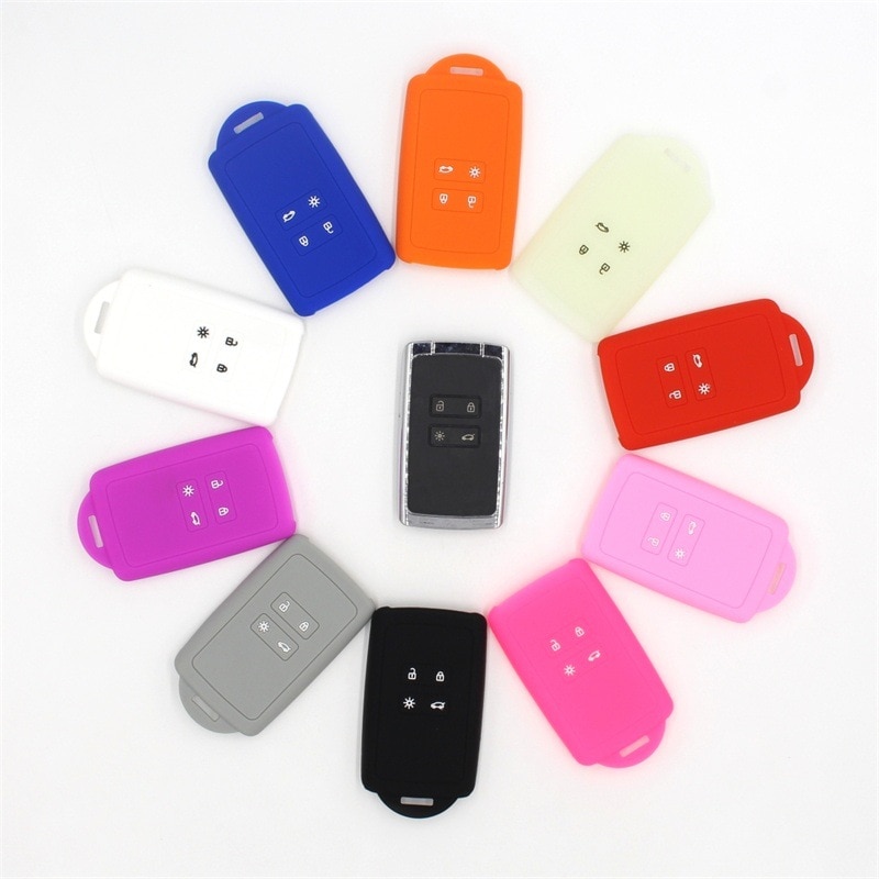 1pcs Silicone rubber car key case cover for Renault KOLEOS Kadjar Arkana for samsung QM5 4 button card smart key shell set