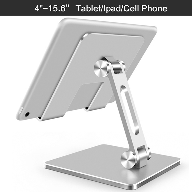 Long Arm Aluminum Alloy Tablet Stand Adjustable Folding iPad Stand Ergonomic 360°Rotatable Tablet and Phone Clamp Mount Holder: MT134 Silver