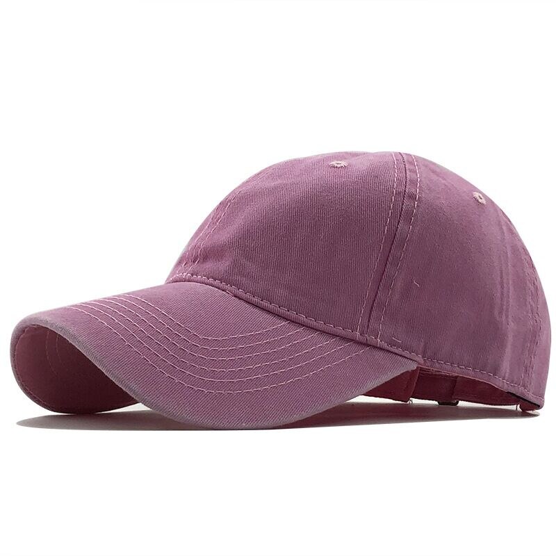 Simple Washed Cotton Adjustable Solid color Baseball Cap Unisex couple cap Leisure dad Hat fishing Snapback cap 17 Color: Violet