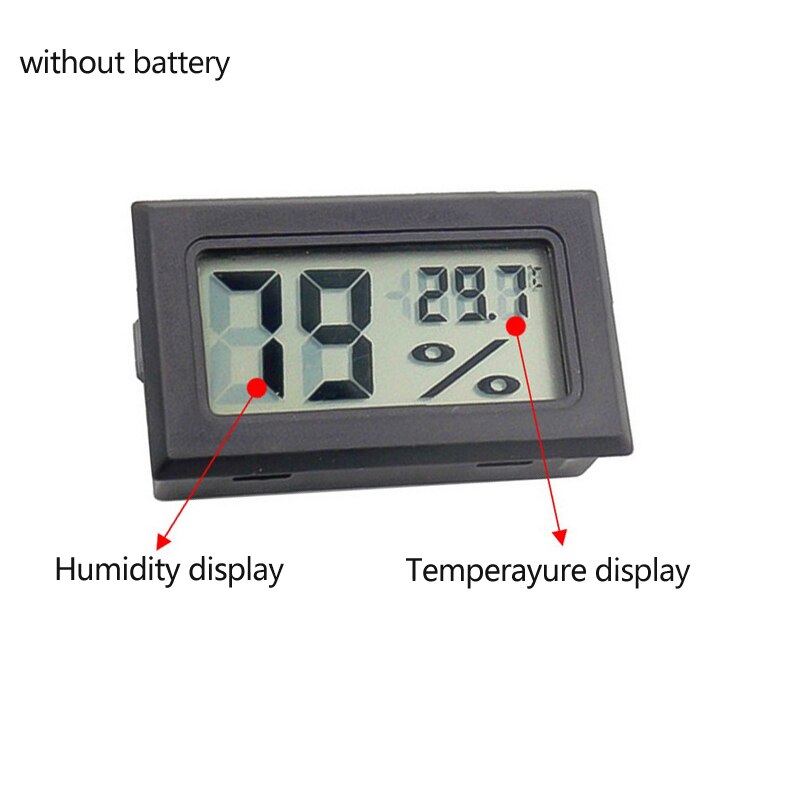 Hushålls mini lcd digital termometer hygrometer kyl och frys temperatur fuktighetsmätare detektor inomhustermometer: Svart