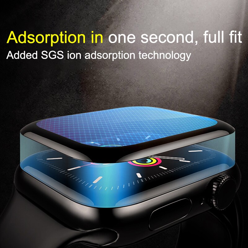 FWG pour Apple Watch protecteur d'écran 3D surface incurvée HD verre trempé série 3 2 1 38MM 42MM iWatch 4/5 6 SE 40MM 44MM plein f