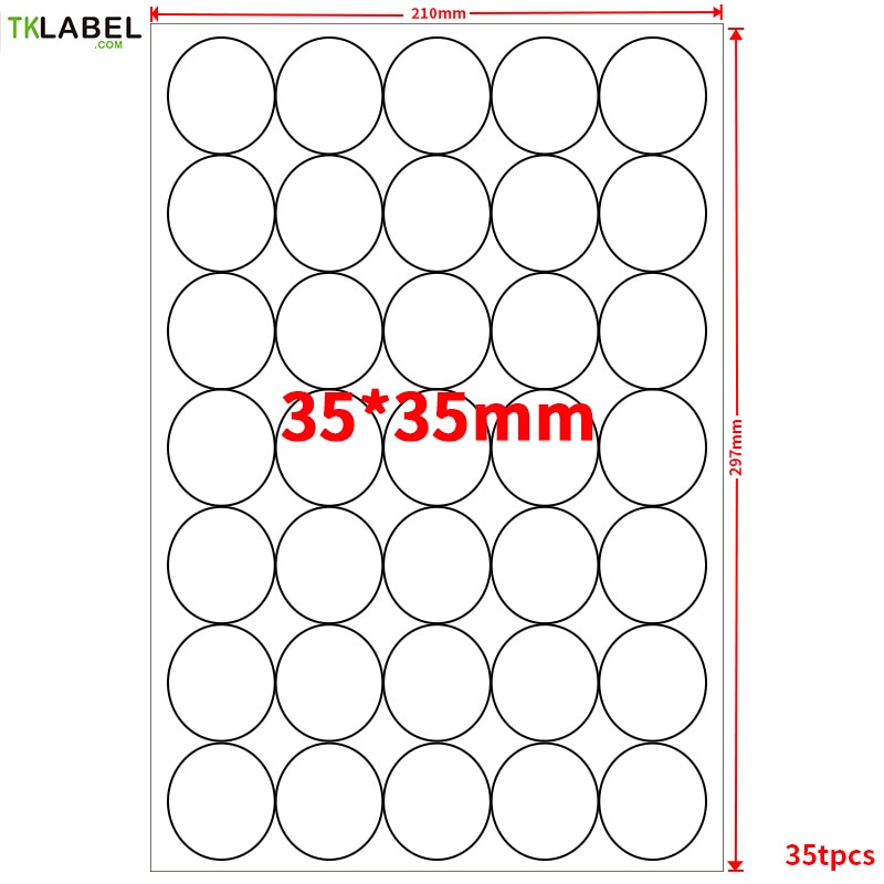 A4 Round White Glossy / Kraft Sticker Printing Label Blank Seal for Printers or Handwriting Diameter 2.5cm 3cm 4cm 6cm