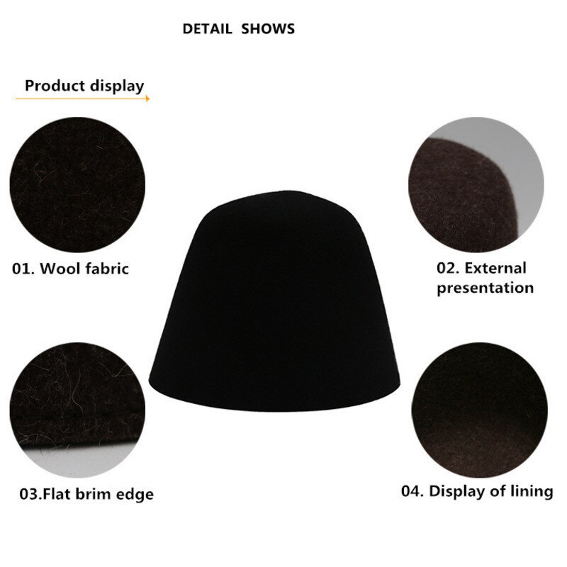 Hat Women Fisherman Hat Autumn And Winter Outdoor Wool Bucket Hat Japanese Solid Color Bell Shaped Cap Men Bucket Hat