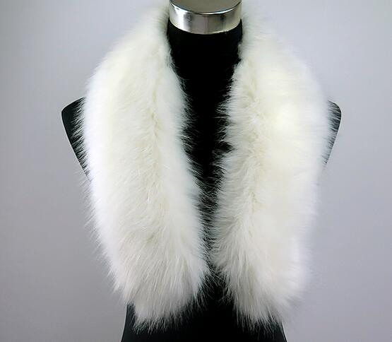 Bufanda de piel sintética de mapache, chal largo de piel, cuello de piel sintética, color rosa, chal de piel unisex para invierno: white