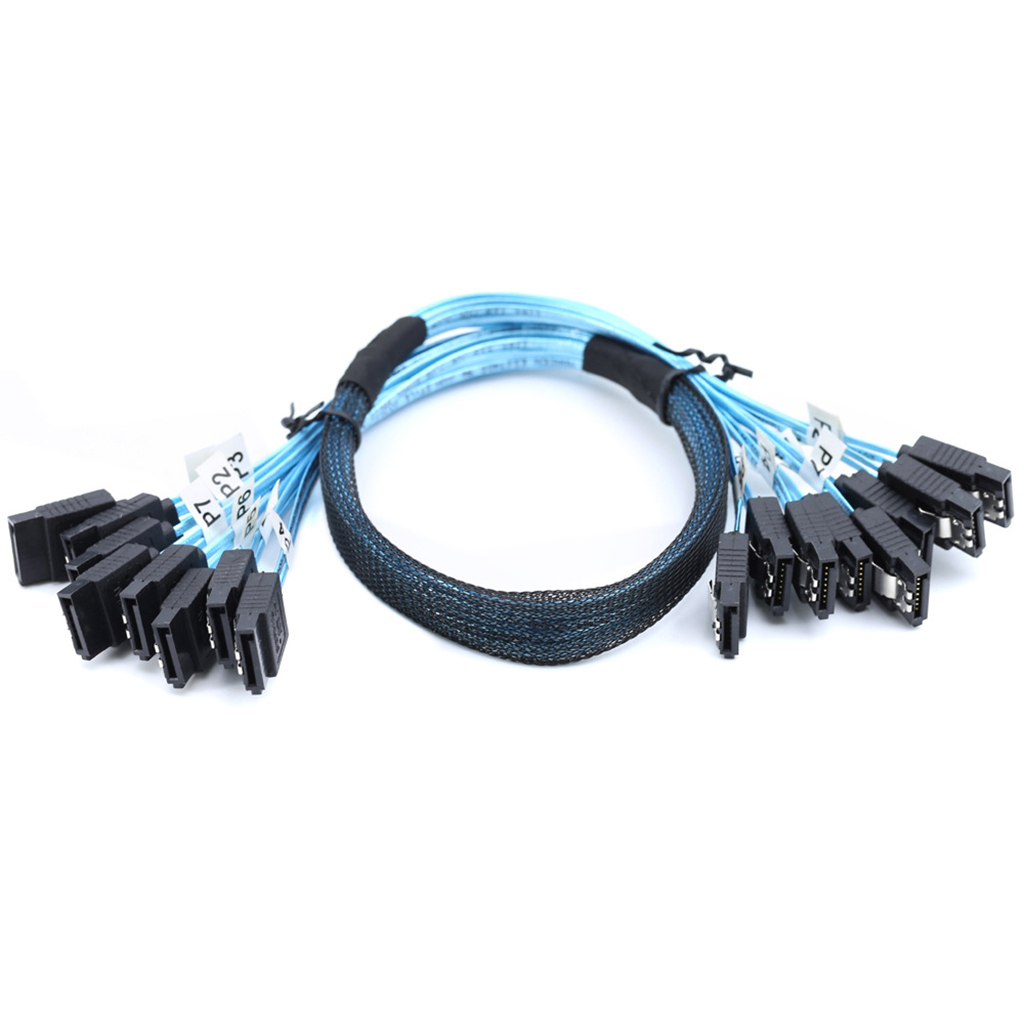 4/6/8 sata para 4/6/8 sata 4.0 7p fêmea 90/180 graus com malha trançada para servidor computador host ssd sata cabo adaptador de disco rígido: Verde / 1.8m