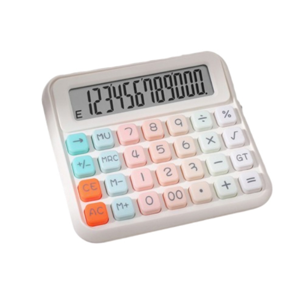 Cute 12 Digits Calculator Easy To Use Portable Finance Calculator Battery Operated Prevent Slipping Student Calculator Business: Red