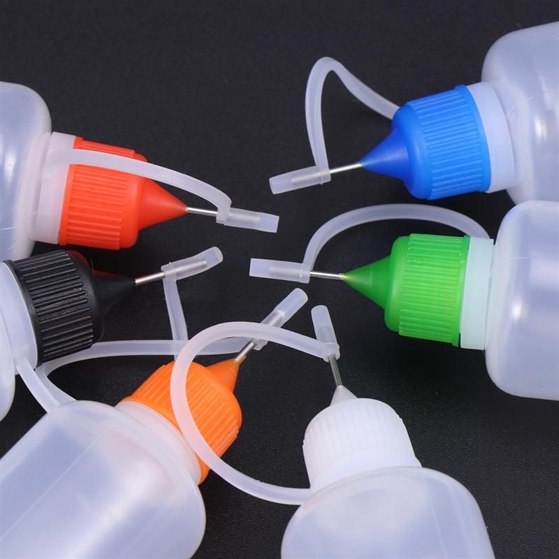24 uds, 30ml, aplicador de agujas, botellas de punta con 5 uds, embudo, botellas de pegamento con aguja de acero, DIY, botella para engrasar, para manualidades DIY