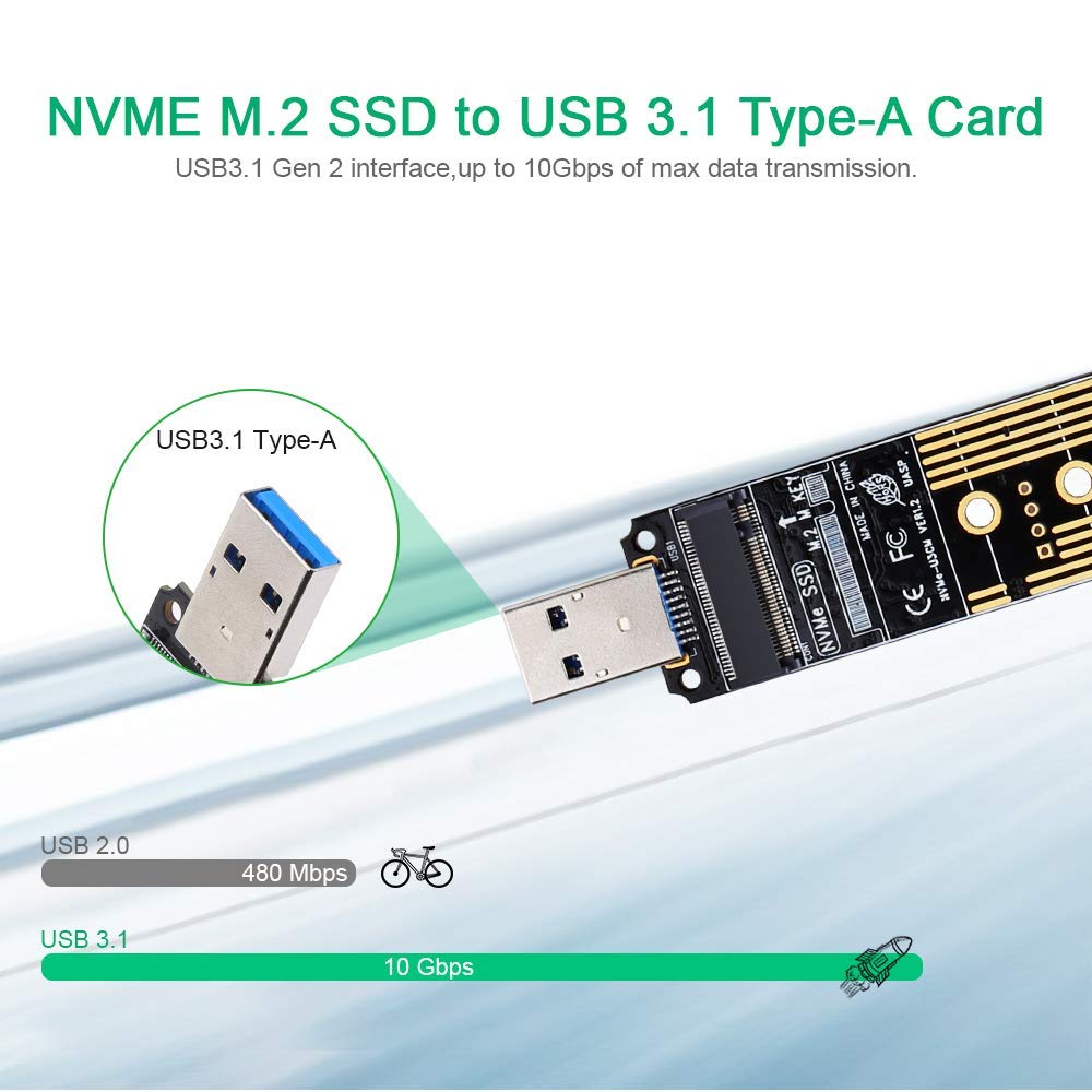 Onvian M.2 NVME adaptador USB 3,1 M-clave M.2 NGFF NVME a USB Tarjeta de alto rendimiento 10 Gbps USB 3,1 Gen 2 Chip puente SSD