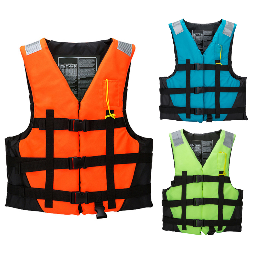 Adult Life Vest with Whistle Swimming Boat Drifting Water Sport Life EPE Jacket (Orange, Blue, Green)